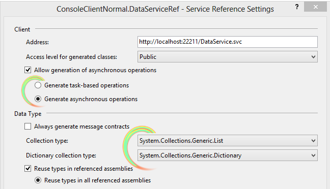 Configure Service  Reference WCF
