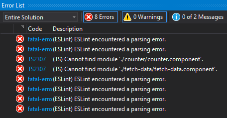 Błędy w Visual Studio po skasowaniu plików