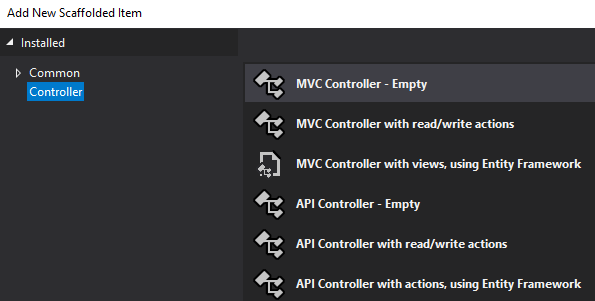 Dodanie nowego Controller w Visual Studio