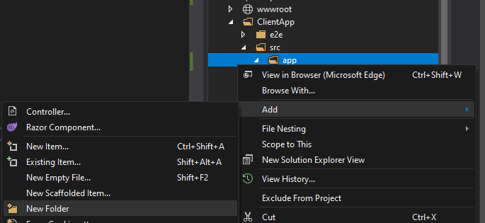 Dodanie nowego folderu w Visual Studio