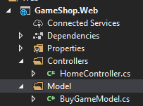 GameShop.Web dodanie folderu Model