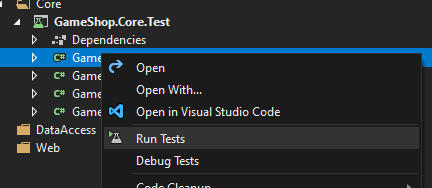 uruchomienie testu w Visual Studio