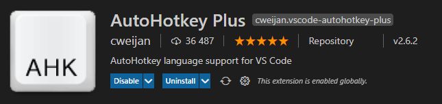 Dodatek do Visual Studio Code : AutoHotKey Plus by cweijan