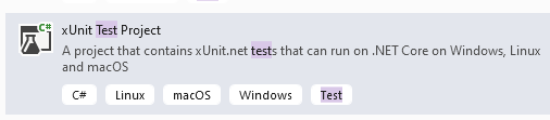 XUnit  test project