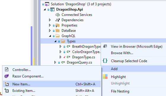 Dodanie DragonOpinionType  w Visual Studio