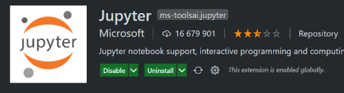 Jupyter rozszerzenie do Visual Studio