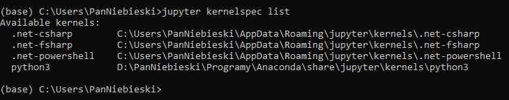 jupyter kernelspec list
