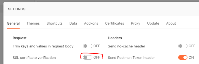 SSL certificate verification Postman