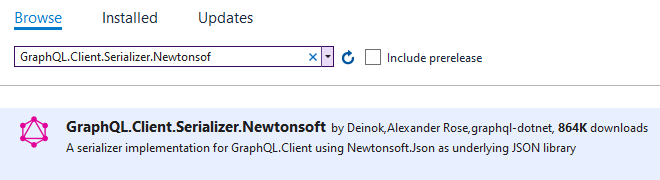 GraphQL.Client.Serializer.Newstonsoft Nuget paczka