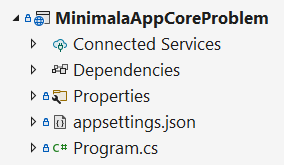 Projekt minimalnej aplikacji ASP.NET CORE pokazujący problem