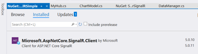 Paczka NuGet Microsoft.AspNetCore.SignalR.Client