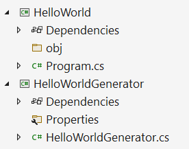 Pliki projektu Visual Studio Source Generators