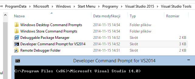Developer Command Prompt for CS2014