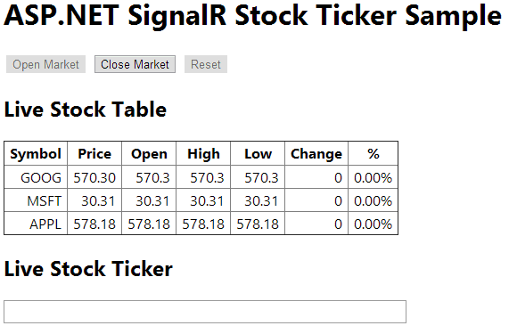 ASP.NET SignalR Stock Ticker