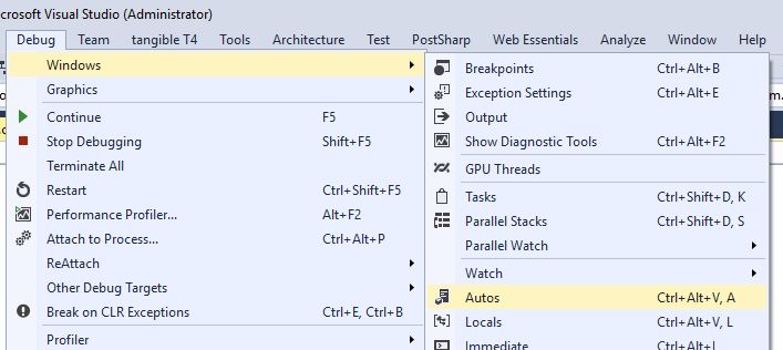 Visual Studio Debug Window