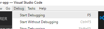 Start Debugging Visual Studio Code
